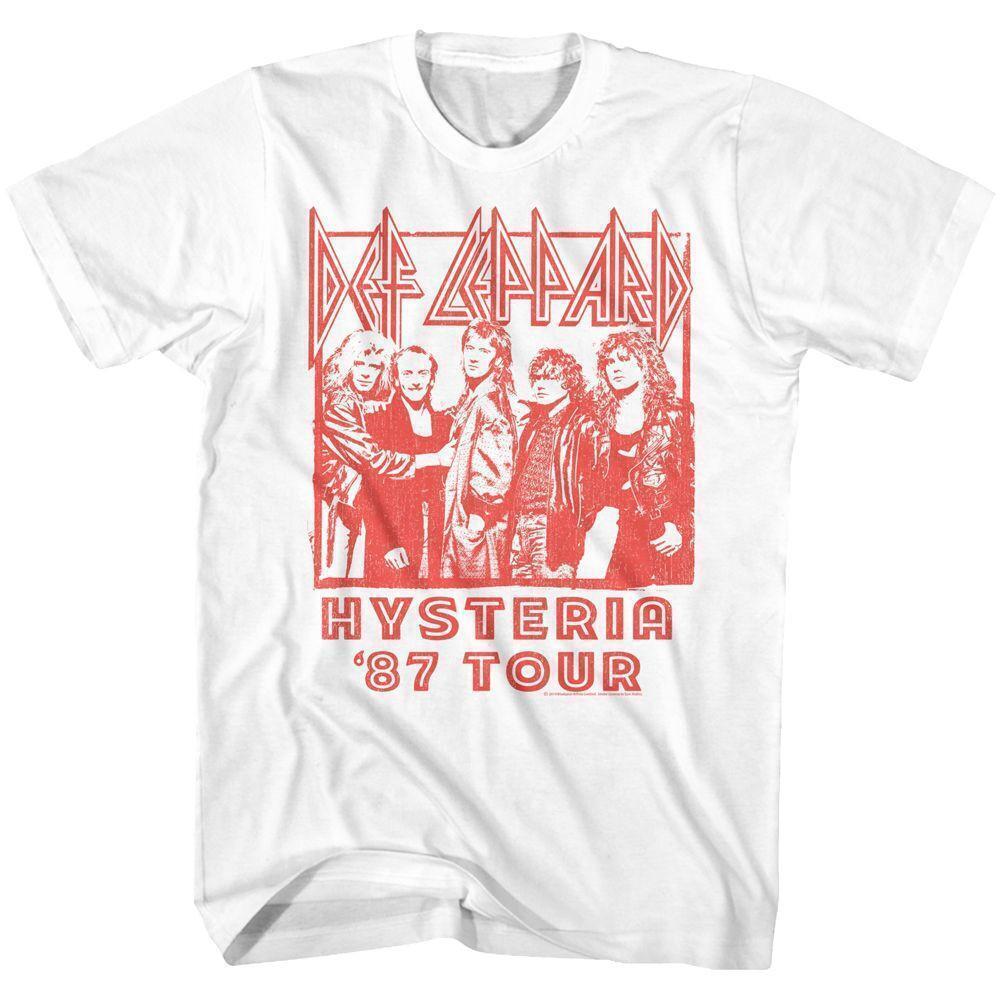 Def Leppard 87 Group Tour White Adult T Shirt